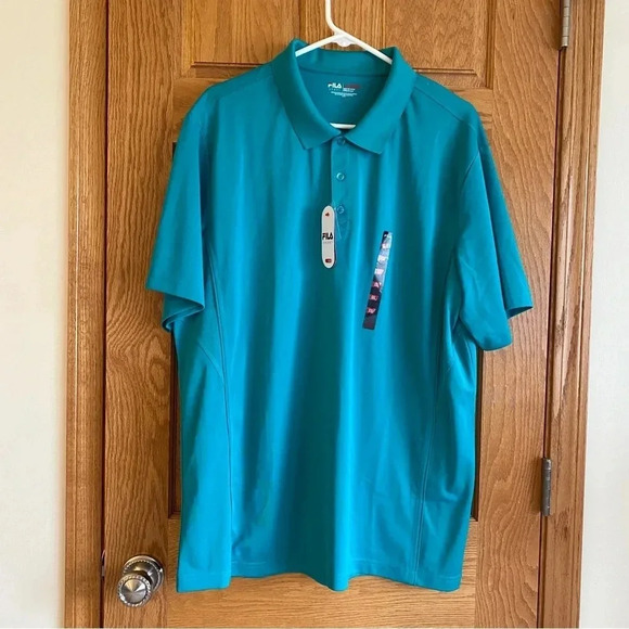 Fila Athletic Fit Performance Green Polo Golf Shirt Short Sleeve Wicking 2XL XXL - Picture 1 of 5